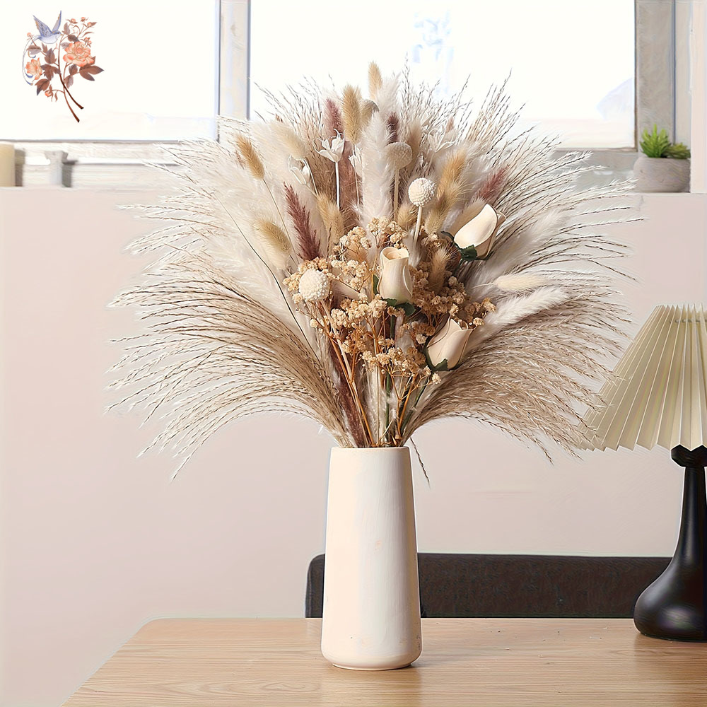 80Pcs Artificial Dried Flowers - Pampas Grass Decor 评论和价格