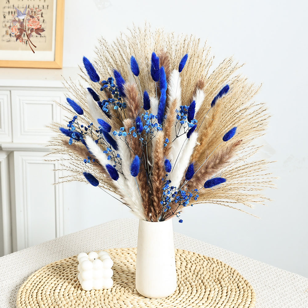 70 Stem Blue Fluffly Rabbit Ta - Pampas Grass Decor 评论和价格